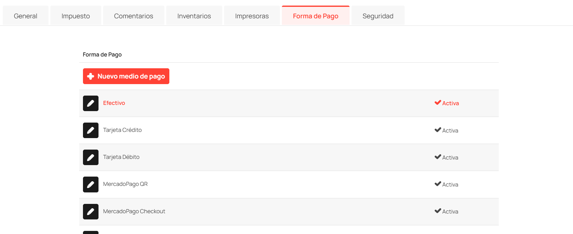 crear formas de pago con toteat