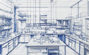 Boceto lineal de cocina de restaurante