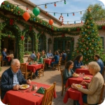 Restaurante decorado de navidad
