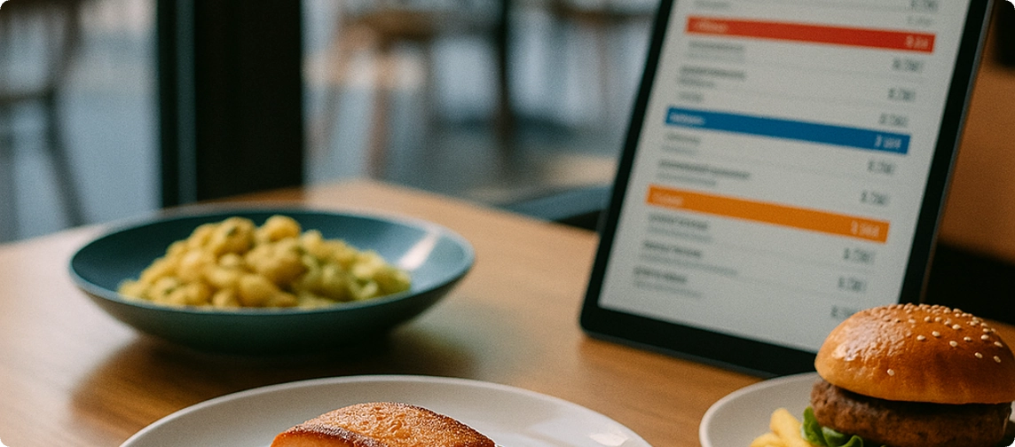 platos de menú de un restaurante