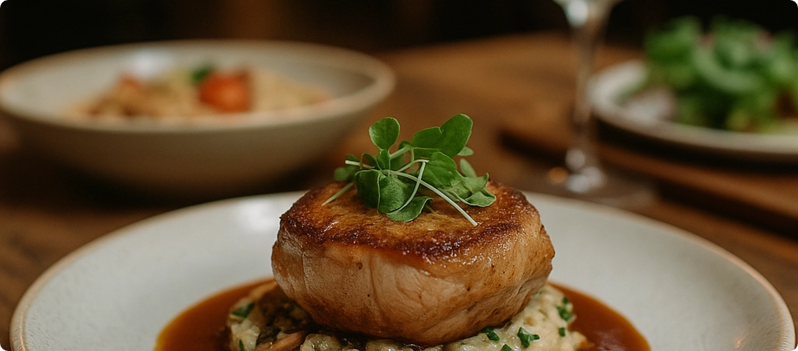 fotografia de un plato de un menu de restaurante