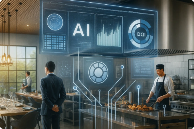 dashboard ficticio en una cocina