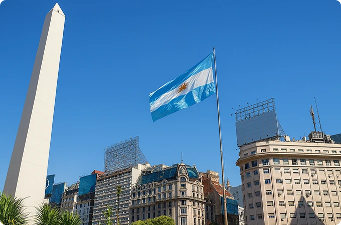 bandera de argentina con obelisco