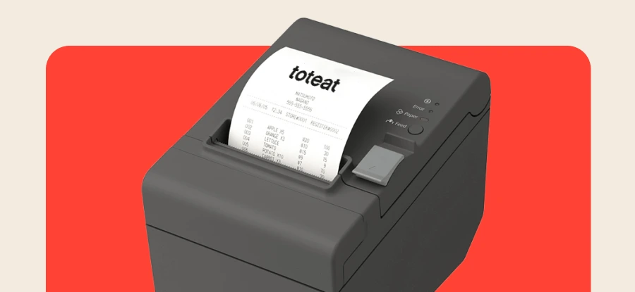 imagen de impresora de boleta con el logo de toteat